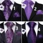 Rsslyn 3pcs/SET Legit Wedding Business Ties 100% Silk Handkerchief Purple Neckties for Men