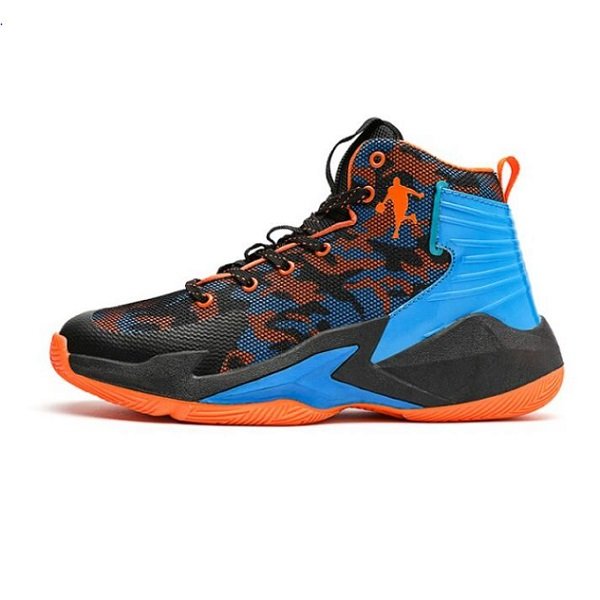 Rsslyn Jordan Sneakers Basketball Tennis Shoes Blue Shoes with Orange Trim