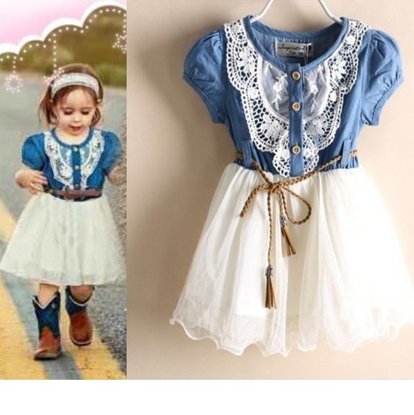 Rsslyn Ready for Shipping 24 Months Rodeo Denim Cowgirl Tutu Dress Barn Wedding Outfit for Girls