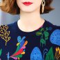 Rsslyn Multicolored Sweaters for Women High-Quality Cotton Navy Blue Cardigan