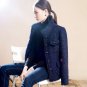 Rsslyn Turtleneck Coats Luxury Navy Blue Blazers Real Tweed Jackets for Women