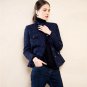Rsslyn Turtleneck Coats Luxury Navy Blue Blazers Real Tweed Jackets for Women