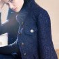 Rsslyn Turtleneck Coats Luxury Navy Blue Blazers Real Tweed Jackets for Women