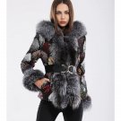 Rsslyn Real Fox Fur Luxury Coat for Luxury Woman Sequined Parka