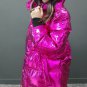 Rsslyn Magenta Winter Coats Glossy Winter Hooded Jackets Chunky Pink Parka