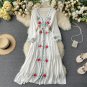 Rsslyn Embroidered Fashion Dresses Charm Navy Blue Maxi Dress for Women