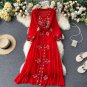 Rsslyn Embroidered Fashion Dresses Charm Navy Blue Maxi Dress for Women