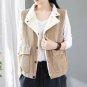 Rsslyn Plus Size Beige Vests Casual Corduroy Coats Flocking Winter Vest for Women