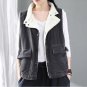 Rsslyn Plus Size Beige Vests Casual Corduroy Coats Flocking Winter Vest for Women