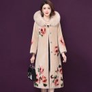 Rsslyn High-Quality Trench Coats for Women Floral Coats Faux Mink Fur