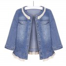 Rsslyn Crop Denim Jackets with Ruffle Bottom