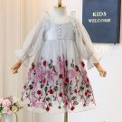 Rsslyn Flower Girls Dress Garden Wedding Gray Dress with Embroidered Bottom Free Tiara