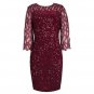 Rsslyn Burgundy Party Dress for Plus Size Women Fashion Sequined Dresses