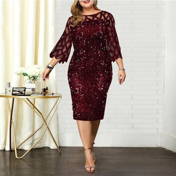 Rsslyn New Plus Size Clothes for Big Women Size 18 Burgundy Dresses Plus Size Party Dress
