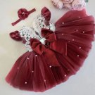 Rsslyn Fashion Dress Red Dress for Baby Girls Christmas Dresses with Headband