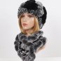 Rsslyn 2pcs/SET Red Winter Hats Luxury 100% Genuine Rex Rabbit Fur Hats Matching Soft Neck Warmers