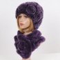 Rsslyn 2pcs/SET Red Winter Hats Luxury 100% Genuine Rex Rabbit Fur Hats Matching Soft Neck Warmers