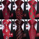 Rsslyn 3pcs/SET Christmas Neckties,Cuff Link and Hanky 100% Silk Ties