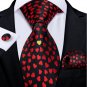 Rsslyn 3pcs/SET Christmas Neckties,Cuff Link and Hanky 100% Silk Ties