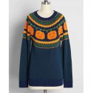 Rsslyn Navy Blue Sweaters for Men and Women Fall Theme Pumpkin Sweater