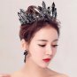 Rsslyn Fashion Black Tiara Matching Set Black Earrings Tall Tiaras for Women