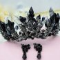 Rsslyn High-Quality Black Crowns for Women Black Luxury Crystal Crowns Black Headpiece
