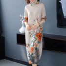 Rsslyn Autumn Thick Sweater Dress for Women Beige Turtleneck Sweater Petit to Plus Size Bodycon
