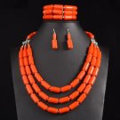Rsslyn Chunky Orange Bib Statement Jewelry Set Orange Choker Bangle Matching Orange Earrings