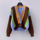 Rsslyn Autumn Stripes Season Fashion Cropped Sweaters for Women Crop Cardigan for Teenage Girls