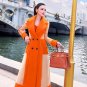 Rsslyn Warm Orange Overcoats for Women 100% Wool Fashion Trend Coats
