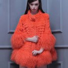 Rsslyn Orange Cape Orange Coats for Women High Top Quality Mongolian Lamb Fur