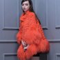 Rsslyn Orange Cape Orange Coats for Women High Top Quality Mongolian Lamb Fur