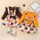Rsslyn Thanksgiving Outfit for Little Girls Ruffled Dress Turkey Prints Thankful Baby Girls