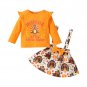 Rsslyn Thanksgiving Outfit for Little Girls Ruffled Dress Turkey Prints Thankful Baby Girls