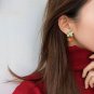 Rsslyn Fashion Earrings Persimmon Orange Flower Leaf Stud Earrings For Women