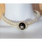 Rsslyn Big Black Choker CC Necklace with Free Black CC Brooch Personality for Women