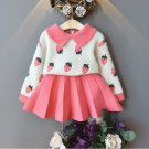 Rsslyn 2pcs/SET Fashion Girls Clothes Strawberry Collection Strawberries Sweater and Pink Skirt