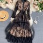 Rsslyn Turtleneck Black Maxi Dress Gothic Style Autumn Vintage Laces O Neck Floral Print