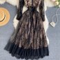 Rsslyn Turtleneck Black Maxi Dress Gothic Style Autumn Vintage Laces O Neck Floral Print