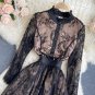 Rsslyn Turtleneck Black Maxi Dress Gothic Style Autumn Vintage Laces O Neck Floral Print