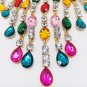 Rsslyn Christmas Choker Necklace Hanging Crystal Beads Multicolor Bib for Women