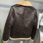 Rsslyn Studded Brown Leather Jackets for Men Lamb Fur Lining Fashion Plus Sizes Clothes
