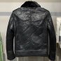 Rsslyn Studded Brown Leather Jackets for Men Lamb Fur Lining Fashion Plus Sizes Clothes