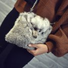 Rsslyn Luxury Real Fox Fur Gray Shoulder Bags