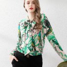 Rsslyn Fashion Tees for Women Ruffled Spring Blouses Aesthetic Runway High Top Green Blouses