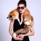 Rsslyn Red Fox Fur Luxury Scarf for Women Real Fox Fur