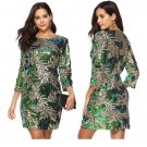 Rsslyn Sequined Christmas Dresses for Women Quarter Sleeve Silver Mini Dress