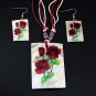 Rsslyn Beautiful Jewelry Set for Women Minimalist Lady Leather Chokers Rose Pattern