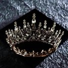 Rsslyn Round Crown Black Crown Beaded Tiaras for Women Crystal Black Beads Black Headpieces