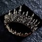 Rsslyn Round Crown Black Crown Beaded Tiaras for Women Crystal Black Beads Black Headpieces
